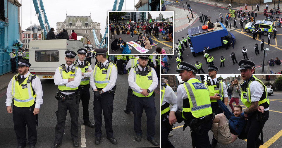 Tüntetők miatt állt le teljesen a forgalom a híres londoni Tower Bridge-nél 2