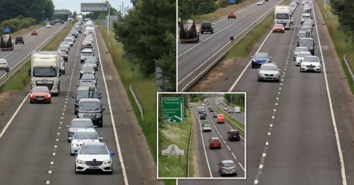 Több, mint 1000-en hajtottak szándékosan csigatempóban az A1-es úton a csúcsforgalomban Angliában a magas üzemanyag árak miatt 3