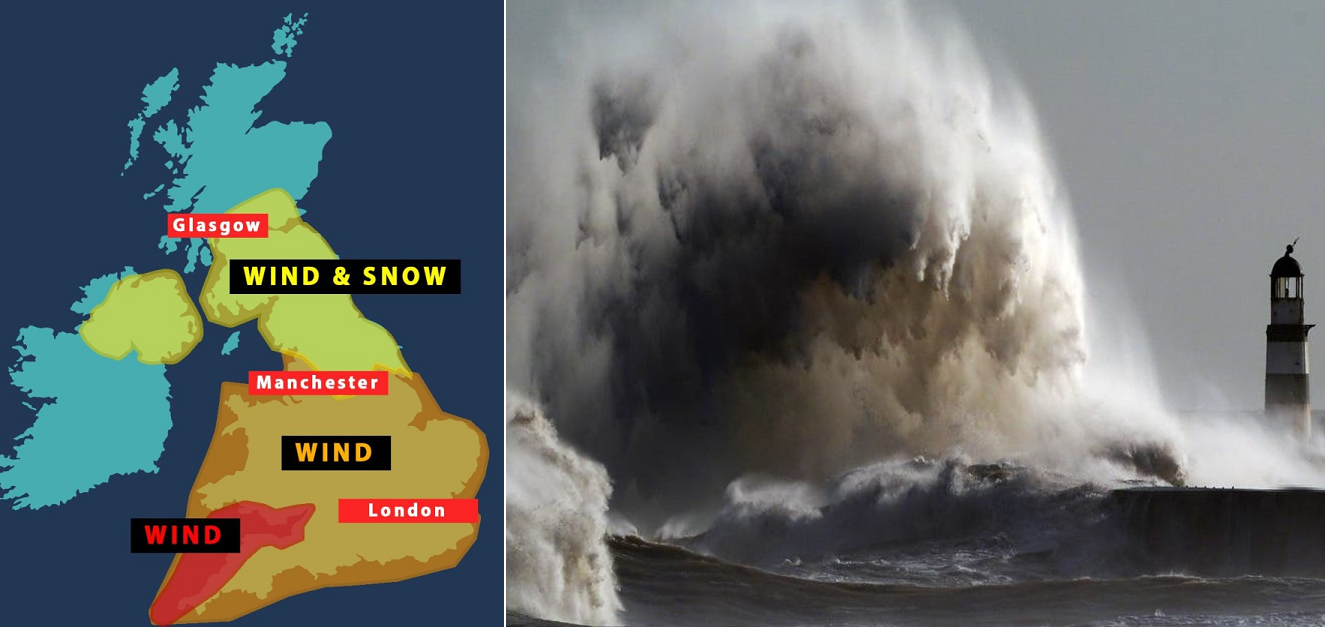 Figyelem! Vörös színű riasztást adott ki a Met Office Nagy-Britannia egyes részeire: az emberi életre is veszélyes vihar éri el a szigetország partjait 3