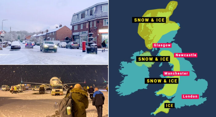 Anglia egyes részein megbénult a forgalom, a manchesteri repülőteret be is zárták, akkora hó esett, a Met Office pedig újabb figyelmeztetést adott ki 3