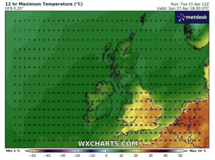 Az év első mini hőhulláma jöhet Angliában, Londonban 24C fölé is mehet a hőmérséklet néhány nap múlva 4