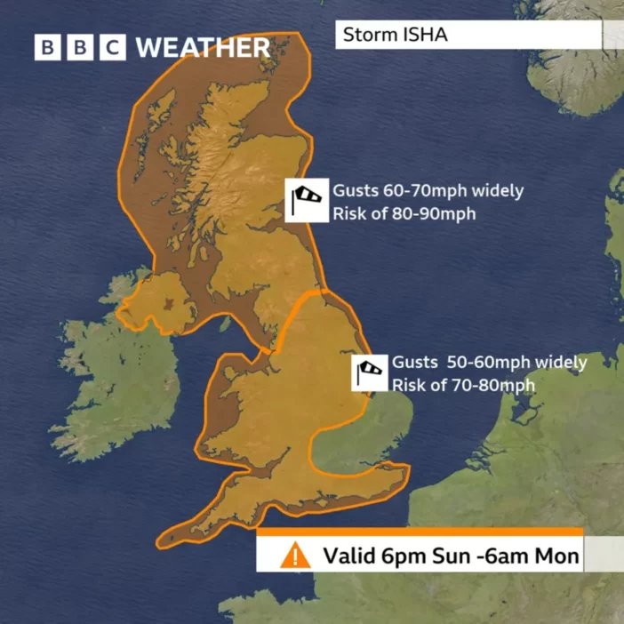 Ma estétől 2-es fokozatú viharjelzés van érvényben szinte egész Nagy-Britanniában – egyes területeken hatalmas mennyiségű csapadék és 130 km/órás szél várható 4