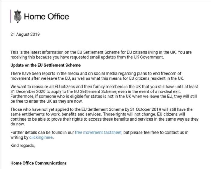 A brit belügyminisztérium hivatalos közleményben reagált ma az EU polgárok sorsát illetően 4