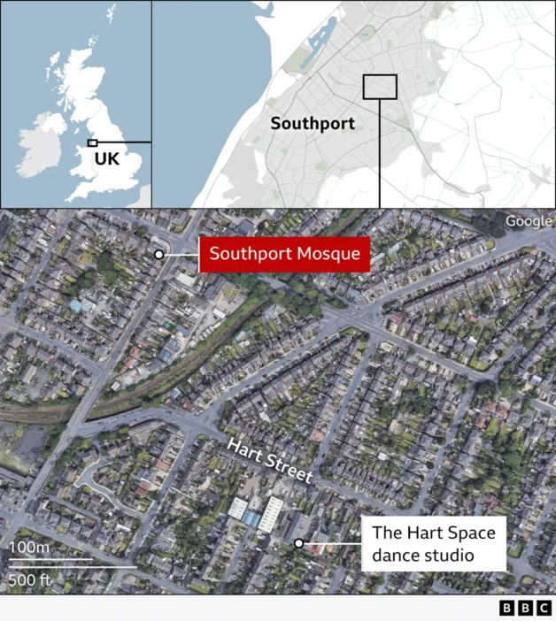 Hatalmas zavargások Southport utcáin - elszabadult a pokol a városban, ahol a gyermekek elleni támadás történt 4