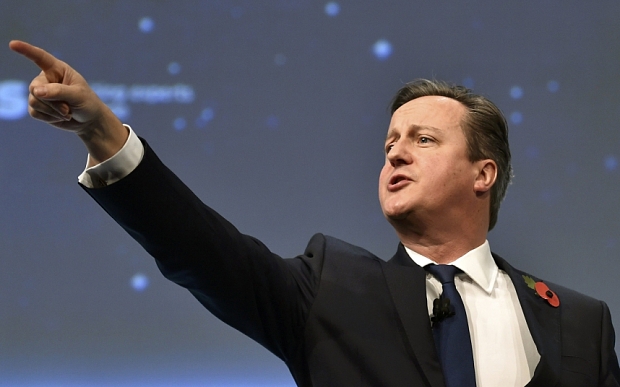 Britain's Prime Minister David Cameron gestures as he speaks at the Confederation of British Industry (CBI) annual conference in London, Britain November 9, 2015. REUTERS/Toby Melville