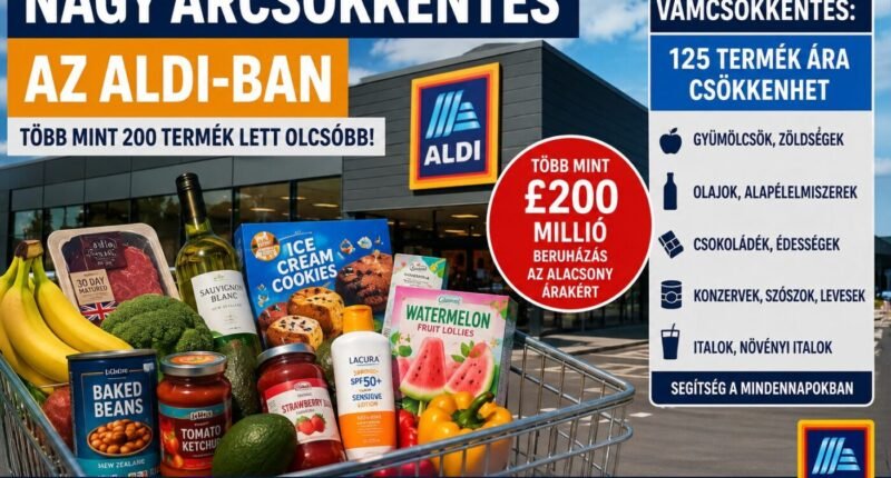Nagy árcsökkenés Angliában: az Aldi 200 termék árát csökkenti, és a pénzügy miniszter bejelentése alapján még több termék válik olcsóbbá