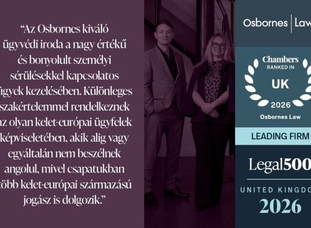 Osbornes Law: az Egyesült Királyság egyetlen személyi sérülési kártérítéssel foglalkozó Magyar csapata, amely az Egyesült Királyság vezető jogi címjegyzékeiben szerepel