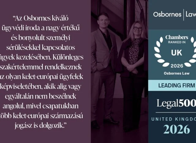 Osbornes Law: az Egyesült Királyság egyetlen személyi sérülési kártérítéssel foglalkozó Magyar csapata, amely az Egyesült Királyság vezető jogi címjegyzékeiben szerepel