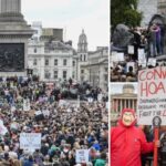 10,000-es tüntetés London belvárosában a koronavírus és a maszkok ellen