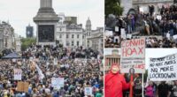 10,000-es tüntetés London belvárosában a koronavírus és a maszkok ellen 2