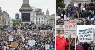 10,000-es tüntetés London belvárosában a koronavírus és a maszkok ellen