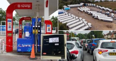 Az egyik benzinkút már brutális, majdnem £3/liter áron adja az üzemanyagot Londonban