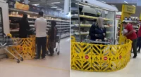 A dolgozóknak már biztonsági kordonokkal kellett elkeríteniük magukat az egyik Tescoban Angliában, mert a leárazott sárga címkés termékeket már szinte "a kezükből csavarták ki" 2