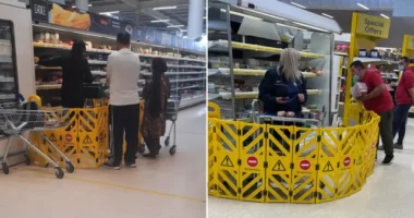 A dolgozóknak már biztonsági kordonokkal kellett elkeríteniük magukat az egyik Tescoban Angliában, mert a leárazott sárga címkés termékeket már szinte "a kezükből csavarták ki"
