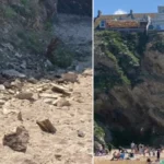 Hatalmas szikladarab omlott le a strandon napozóktól alig pár méterre Angliában