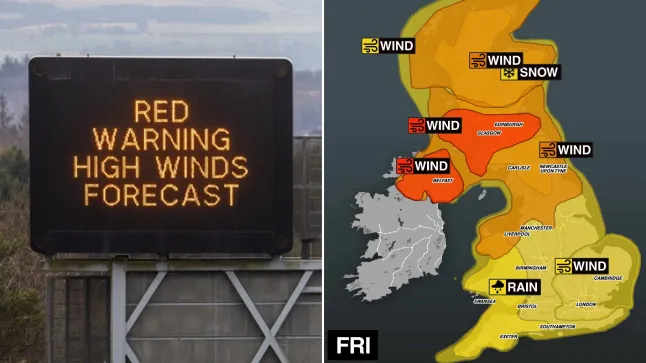 Figyelem! Vörös riasztás az ország több területén Nagy-Britanniában az Eowyn vihar miatt - 183 km/órás széllökést is regisztráltak 4