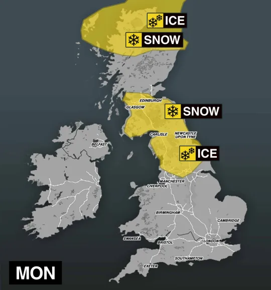 Tényleg jön a havazás Nagy-Britanniában, már a hétvégén - a Met Office sárga figyelmeztetést adott ki, és itt a térkép is , hogy hol várható hó 4