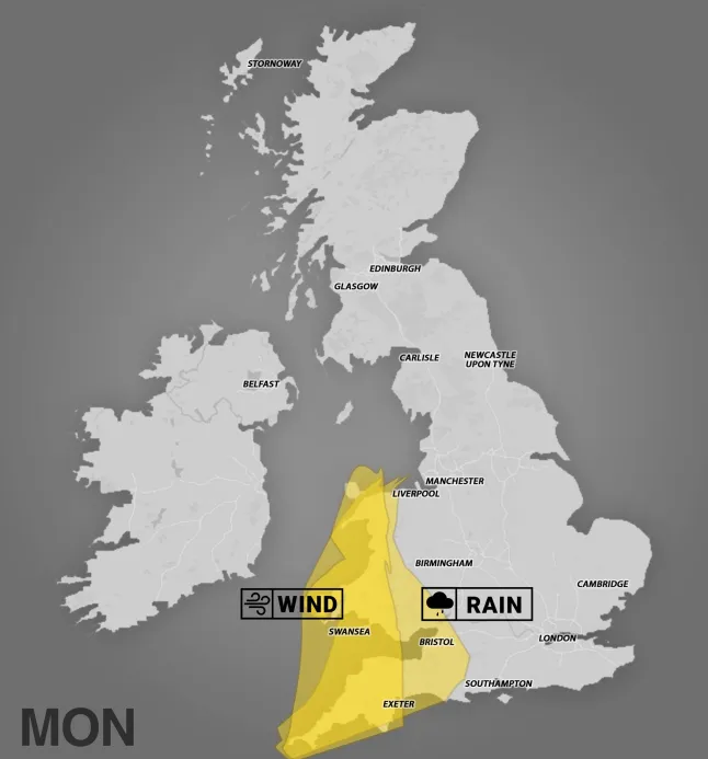 Egy nap alatt fél havi csapadék is lehullhat: Anglia és Wales több részén nagy eső jön a következő napokban Egy nap alatt fél havi csapadék is lehullhat: Anglia és Wales több részén nagy eső jön a következő napokban