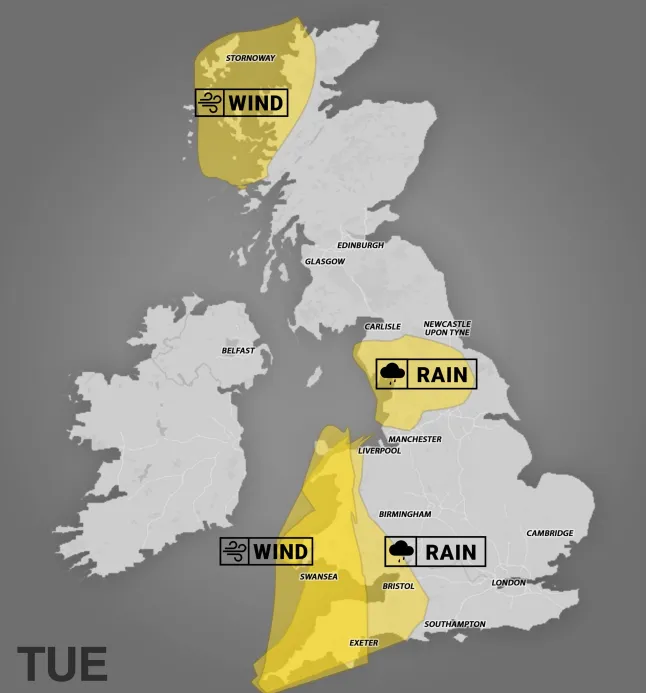 Egy nap alatt fél havi csapadék is lehullhat: Anglia és Wales több részén nagy eső jön a következő napokban Egy nap alatt fél havi csapadék is lehullhat: Anglia és Wales több részén nagy eső jön a következő napokban