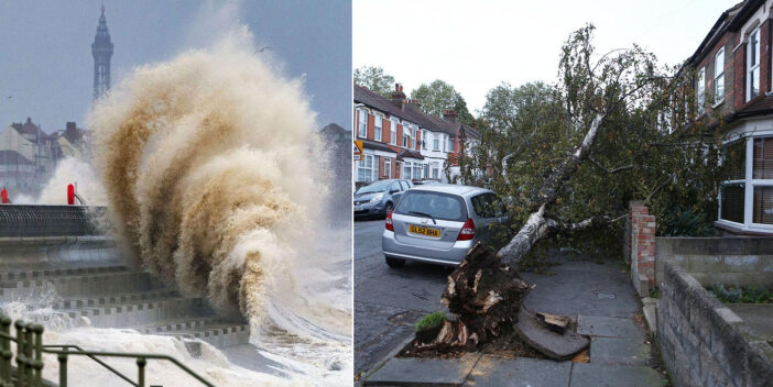 Életveszélyes időjárási körülményekre vonatkozó figyelmeztetés Anglia egyes részein: helyenként 120-130 Km/órás széllökések lesznek 3