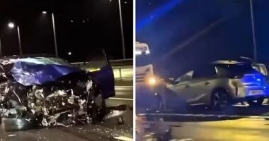 Horrorbaleset az M62-es autópályán Angliában – forgalommal szemben haladva frontálisan ütközött egy autó egy másikkal