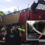 Leszakadt a híddal ütköző, iskolásokat szállító busz teljes tetőszerkezete