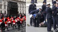 Egy férfi a koporsót szállító menet elé próbált ugrani, egy rendőr pedig összeesett a királynő temetésén 2