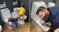 „Apa nem volt túl boldog”: egy férfi 4 éves gyereke az egyik angliai B&Q-ban kiállított egyik bemutató WC-be kakkantott, amit aztán kézzel kellett „kikanalazni” 2