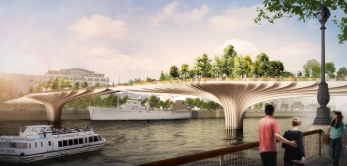 Computer generated image of new garden bridge to link Temple wit