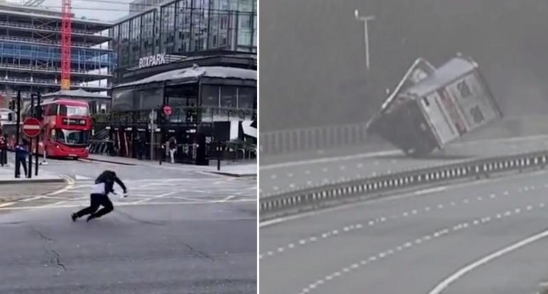 Embereket fújt el az utcán, egy kamiont pedig az autópályán menet közben borított fel a vihar Nagy-Britanniában 1