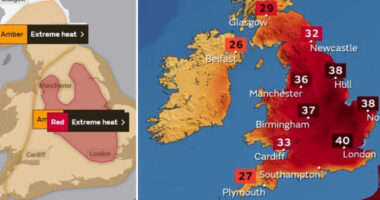 Figyelem! Vörös színű hőségriadó Anglia egy hatalmas részén: 4-es szintűre emelték az életre is veszélyes időjárási körülményekre vonatkozó figyelmeztetést