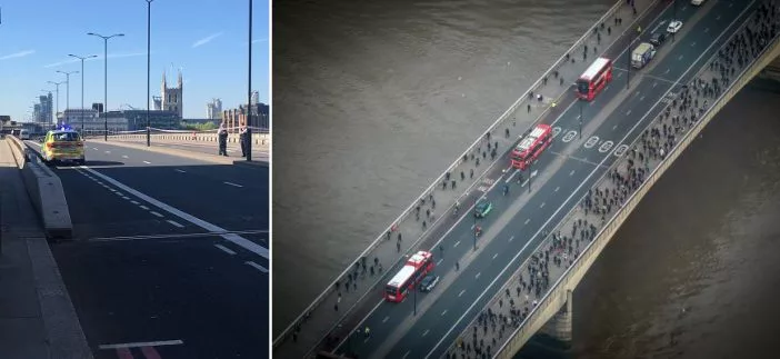 Lezárták a London Bridge-et, miután egy férfi a híd közepén hagyta furgonját majd a vízbe ugrott