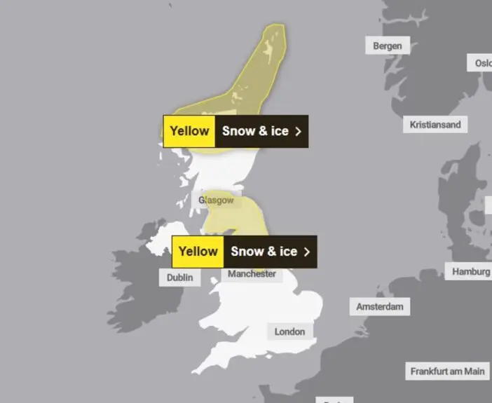 Akár 20 cm hó is eshet holnap Anglia és Skócia egyes részein - a Met Office legfrissebb előrejelzése