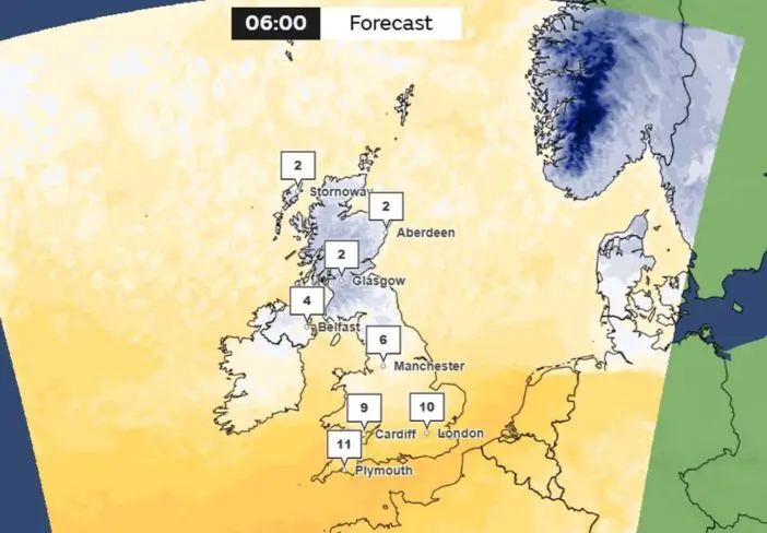 Akár 20 cm hó is eshet holnap Anglia és Skócia egyes részein - a Met Office legfrissebb előrejelzése