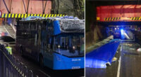 Leszakadt az egész teteje egy emeletes busznak Angliában, miután hídnak csapódott 2