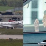 A királynő magángépe drámai körülmények közt meg kellett, hogy szakítsa a leszállást egy nagy vihar és villámcsapás miatt