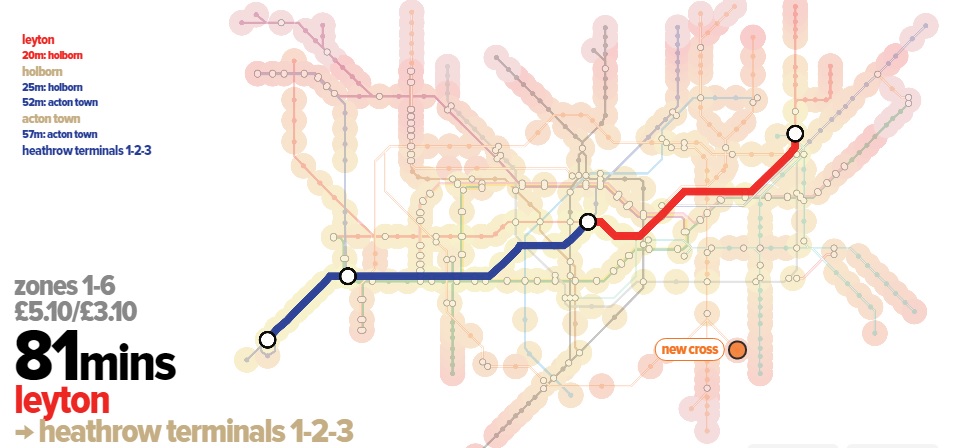 Szuper új londoni metrótérkép - 2 kattintással megmutatja az útvonalat, időt,árat 3