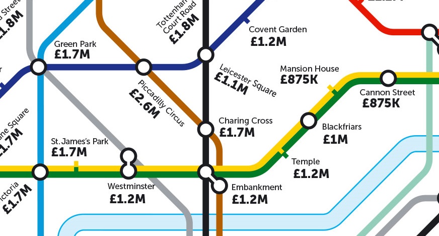 Új londoni metrótérkép, ami mutatja az átlagos házárakat és bérleti díjakat minden megállónál 2