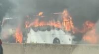 Kigyulladt egy busz az M25-ösön: hatalmas dugó 12 mérföldes kocsisor Kigyulladt egy busz az M25-ösön: hatalmas dugó 12 mérföldes kocsisor