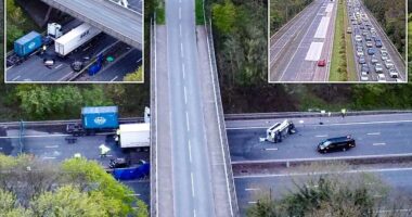 Tragédia az M1-esen Angliában: két tinédzser meghalt, miután autójuk hídról zuhant az autópályára