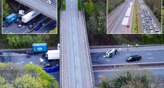 Tragédia az M1-esen Angliában: két tinédzser meghalt, miután autójuk hídról zuhant az autópályára