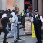 Káosz az Oxford Streeten, miután az egyik közösségi oldalon szerveztek eseményt az egyik sportbolt tömeges lerohanására és kifosztására