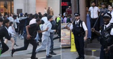 Káosz az Oxford Streeten, miután az egyik közösségi oldalon szerveztek eseményt az egyik sportbolt tömeges lerohanására és kifosztására