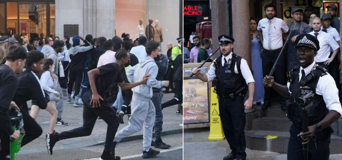Káosz az Oxford Streeten, miután az egyik közösségi oldalon szerveztek eseményt az egyik sportbolt tömeges lerohanására és kifosztására 1
