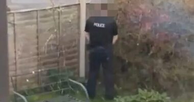 Szolgálatban lévő rendőrt kaptak rajta, amint egy nő kertjében vizelt Angliában