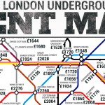 Londoni metrótérkép, ami megmutatja az albérletek árát a megállók körül