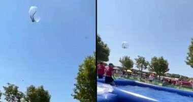 Videón a pillanat, ahogy a 9 éves fiút elfújta a szél a fák fölé egy fesztiválon Angliában