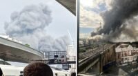 Hatalmas tűz és kilométerekről látszódó füstoszlop a London Bridge mellett