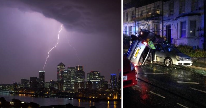 Villámcsapás repített a levegőbe egy autót a látványos londoni viharban 4