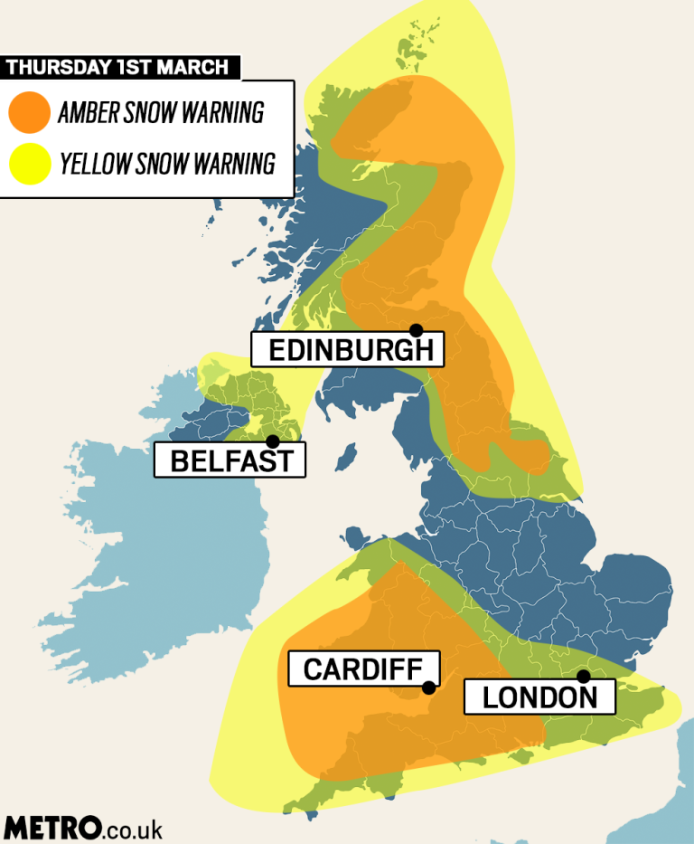 Szakad a hó Londonban és Nagy-Britannia nagy részén: fagyos szél, -10C és holnap március 1 4